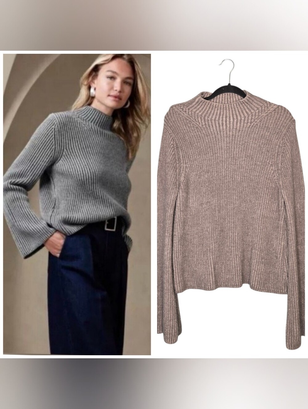 Banana Republic 100% Merino Sweater In Light Gray Size Medium